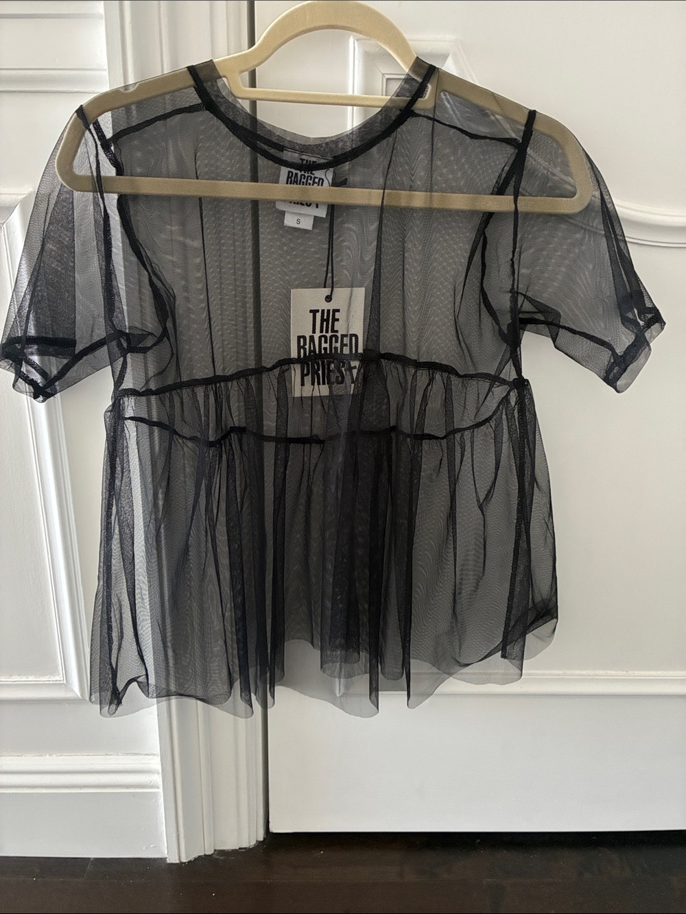 The Ragged Priest Black Sheer Mesh Peplum Blouse